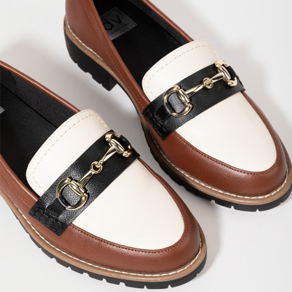Dolce Vita Brown and Black Flats with Horsebit Detail
